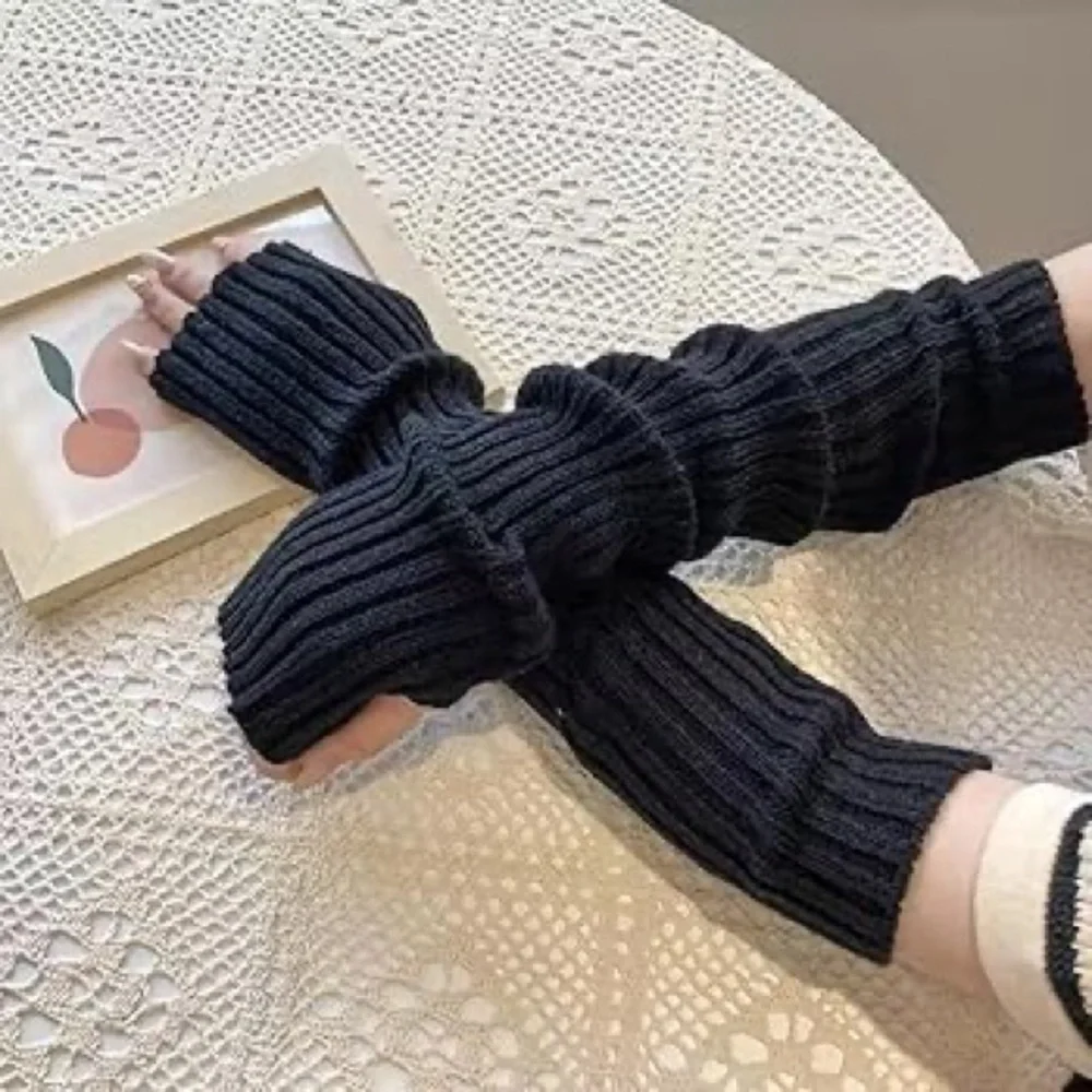 🎉HP! ❤️ Black Ribbed Knit Fingerless Thumbhole Arm Warmers